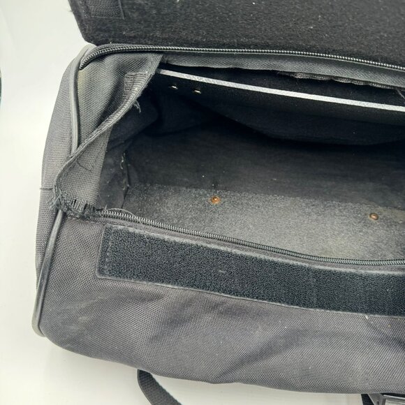 Harley-Davidson Black Leather Canvas Travel Bag With Embossed Logo Durable Strap - Picture 11 of 12